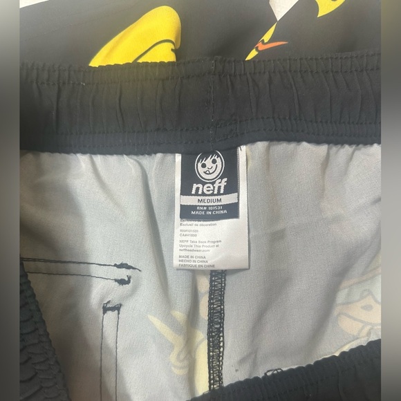 NWOT Neff Black and Yellow Duck Print Swim Trunks - Picture 8 of 10